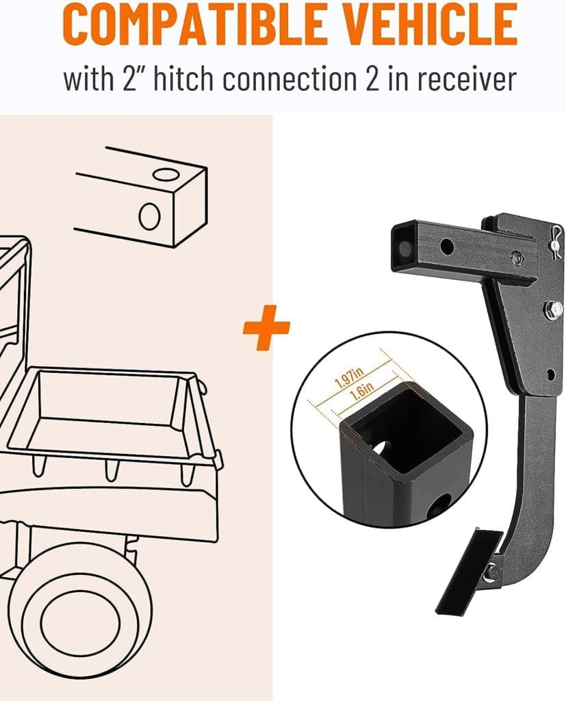 Racewill Hitch Lawn Mounted Ripper for ATV/UTV Tractor with 2 inch Receivers, Heavy Duty Trencher Subsoiler Plow with 2 Replaceable Ripper Teeth, Adjustable in Depth