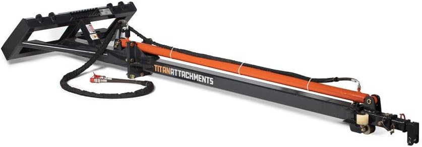 Titan Attachments 26ft Telescoping Hydraulic Truss Boom Jib Crane Fits Skid Steer Quick Tach, 313 Max Reach, 3 Bore x 90.5 Stroke, Easily Lift Hay Bales, Feed, Trusses, Beams, Dry Wallboards