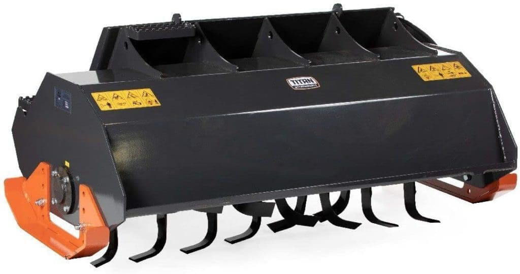 Titan Attachments 60 Heavy-Duty Rotary Tiller Attachment Fits on Skid Steer Quick Tach