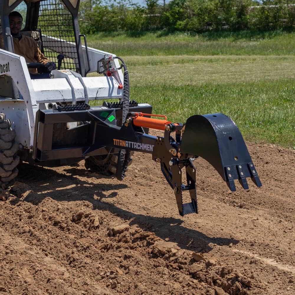 Titan Attachments Skid Steer Fronthoe 10 Bucket and Thumb, Excavator Attachment Bobcat Loader