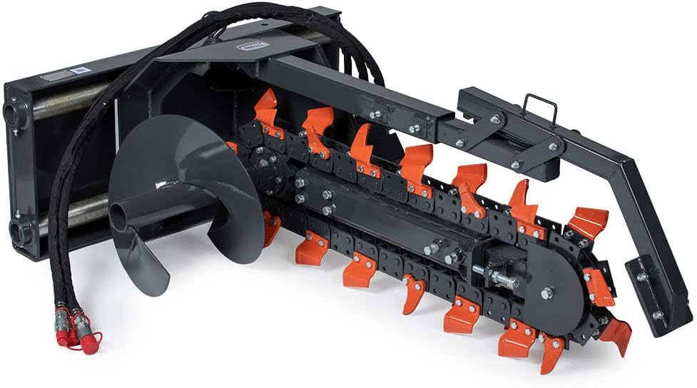 Titan Attachments Trencher Skid Steer Attachment 36in Depth x 6in Wide Rock Chain